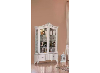 Showcase Italienische Wohnzimmermöbel Schrank Weißes Glas Vitrinen Vitrine