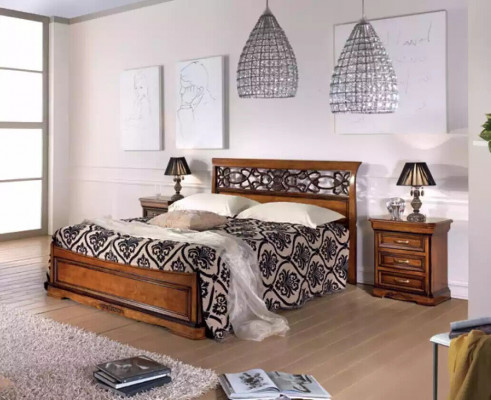 Komplettes Schlafzimmer Set Bett 2x Nachttische 5 tlg. Designer Luxus Neu