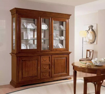 Klassisch Vitrine Italienische Luxus Möbel Vitrinen Holzschrank Design Schrank