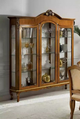 Klassische Vitrine Holz Edler Luxus Glas Schrank Holz Regal Vitrinen