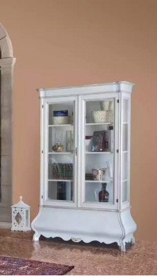 Klassische Wohnzimmermöbel Weiße Holzvitrine Wohnzimmermöbel Schrank