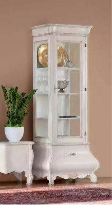 Weiße Luxus Wohnzimmer Wohnwand Möbel 2x Vitrinen TV-Ständer Klassisch