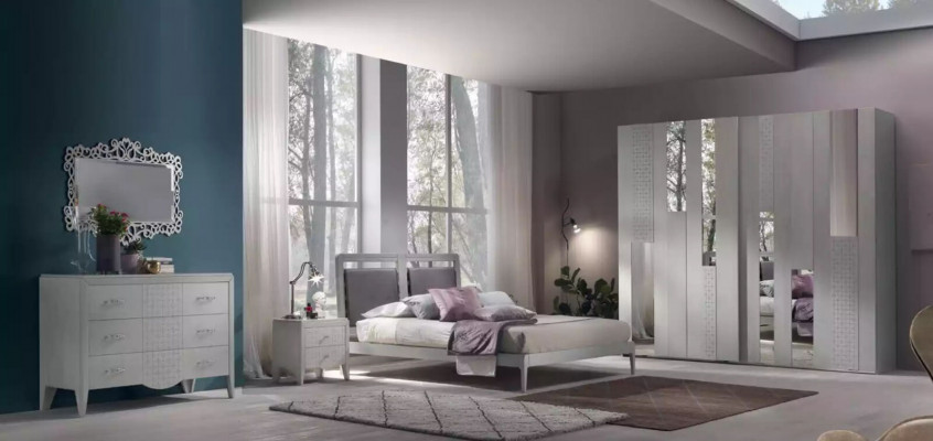 Luxus Schlafzimmer Set 5tlg. Bett 2x Nachttische Kommode Moderne Design