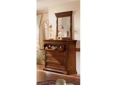 Kommode mit Spiegel Holz Design 2tlg. Schlafzimmer Garnitur Sideboard