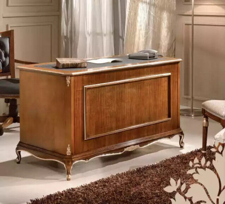 Schreibtisch brauner Holzschreibtisch Tisch Schubladen klassische Büromöbel
