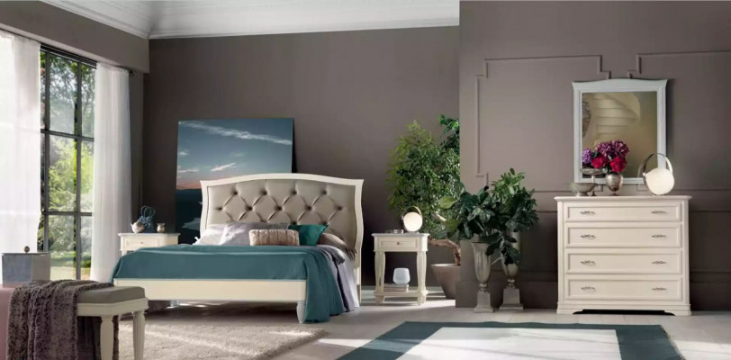 Kommode mit Spiegel Holz Kommoden Möbel Modern Schrank Beige 2 tlg.Neu