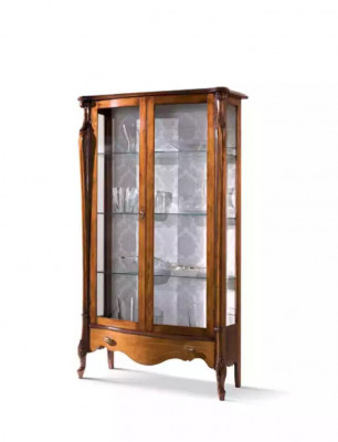 Klassische Vitrine Glas Schrank Vitrine Holz Wohnzimmer Luxus Braun