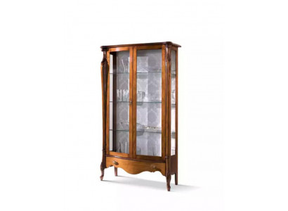 Klassische Vitrine Glas Schrank Vitrine Holz Wohnzimmer Luxus Braun