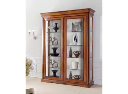 Klassischer Vitrine Schrank Klassische Glasschrank Braun Schränke Holz