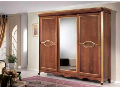 Brauner Klassischer Massivholz Kleiderschrank Spiegel Schlafzimmer Möbel