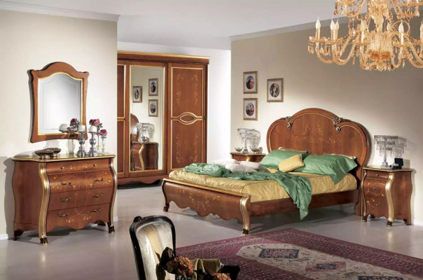 Brauner Klassischer Massivholz Kleiderschrank Spiegel Schlafzimmer Möbel