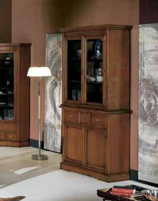 Klassische Vitrine Braun Glas Schrank Luxus Glasschrank Vitrinenschrank
