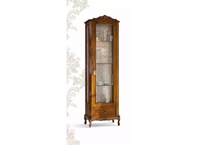 klassischer brauner Schrank mit Schubladen Glas Designer Holz neu