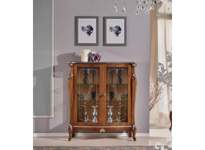 Braune Glasvitrine Wohnzimmer Holz Sideboard Luxus Vitrinen Schrank Regal