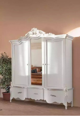Weißer Kleiderschrank Massivholz Möbel Schlafzimmer Designer Glastüren