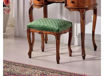 Klassischer Holz Hocker Textil Beistellhocker Schlafzimmer Einrichtung