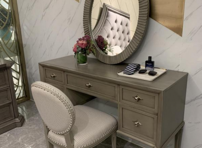 Schminktisch Spiegel Hocker Luxus Komplett Schlafzimmer Set 3tlg. Holz Konsolen