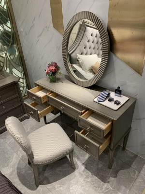 Schminktisch Spiegel Hocker Luxus Komplett Schlafzimmer Set 3tlg. Holz Konsolen