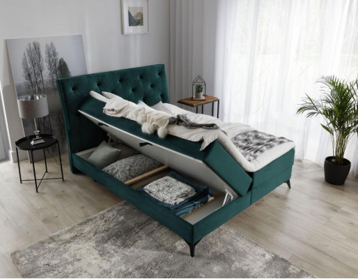 Luxus Boxspring Bett Stoff Hotel Grün Betten Schlafzimmer Möbel Design Samt Neu
