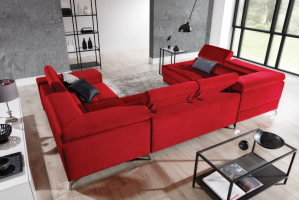 Ecksofa U-Form Sofa Couch Design Polster Schlafsofa Bettfunktion Wohnlandschaft