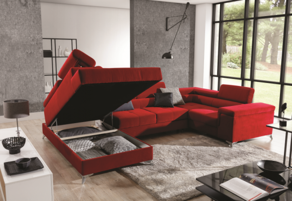 Ecksofa U-Form Sofa Couch Design Polster Schlafsofa Bettfunktion Wohnlandschaft