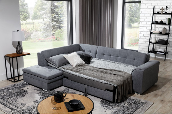 Ecksofa L-Form Designer Wohnlandschaft Sofa Couch Polster Sitz Garnitur Textil