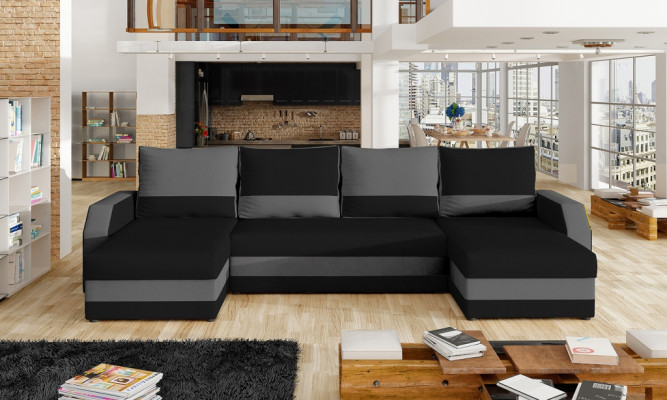 Eck Stoff Ecksofa U-Form Sofa Couch Design Couch Polster Textil Modern Textil
