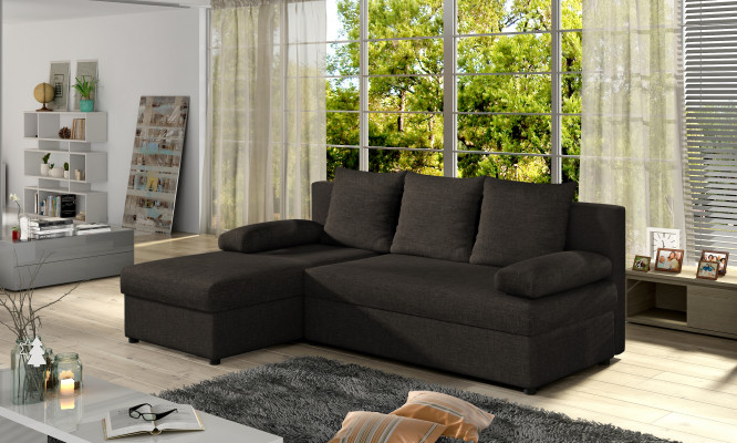 Moderne Schlafsofa Couch Polster Ecksofa Garnitur Bettfunktion Textil Leder