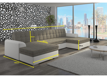 Modern Design Ecksofa Vento Bettfunktion Couch Leder Polster Textil Sofas