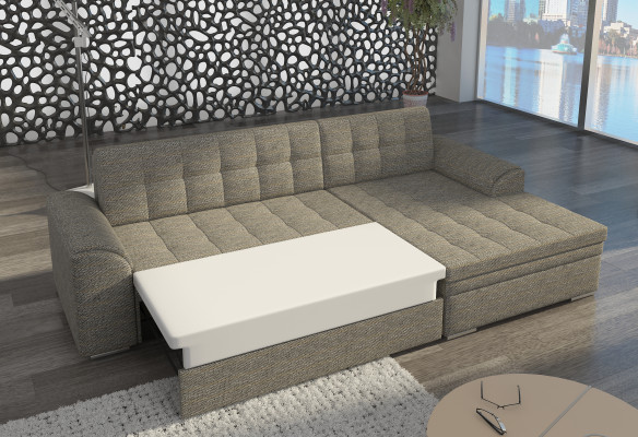 Design Schlafsofa Sofa Polster Wohnzimmer Ecksofa Couch Textl Stoff