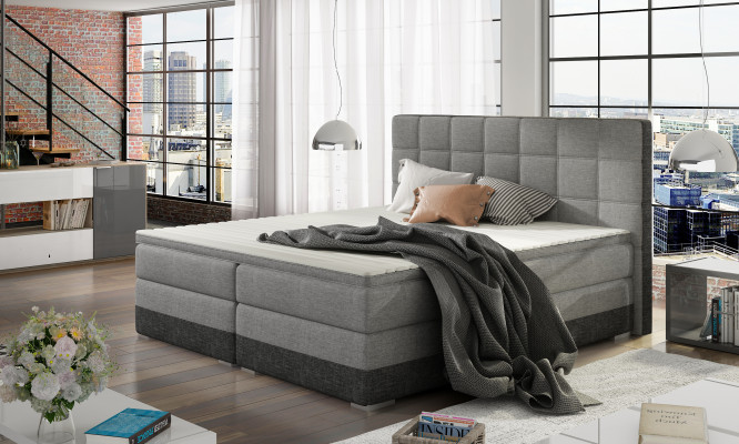 Lederbett Polster Bett Boxspring Betten Bettkasten 180x200cm Matratze