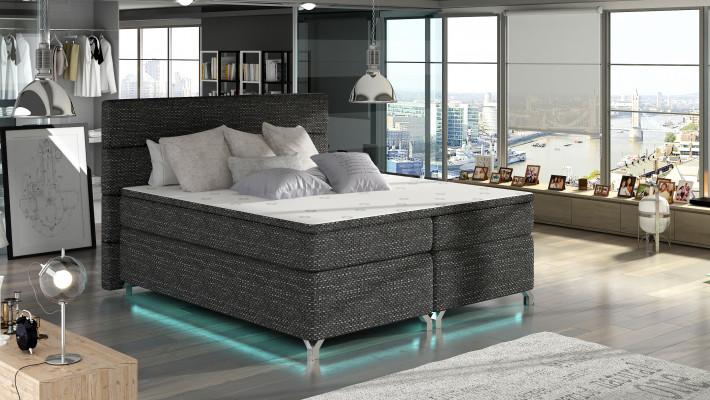 Boxspring Bett 180x200cm Betten Hotel Leder Komplett Bettkasten Topper