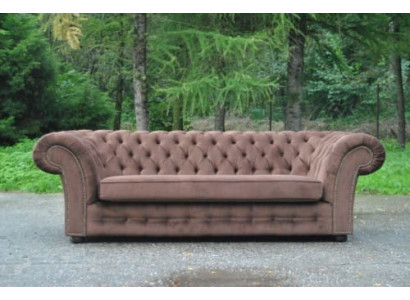 Sofa 3 Sitzer Stoff Design Couch Polster Sofas Textil Modern Chesterfield Beige