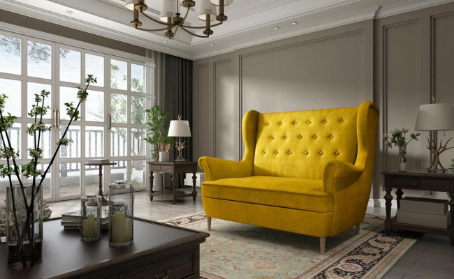Bank Chesterfield Zweisitzer 2er Sitzer Sofa Couch Polster Samt Couchen
