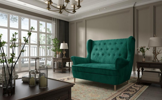 Bank Chesterfield Zweisitzer 2er Sitzer Sofa Couch Polster Samt Couchen
