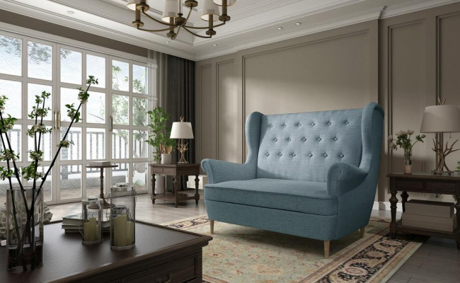 Bank Chesterfield Zweisitzer 2er Sitzer Sofa Couch Polster Samt Couchen