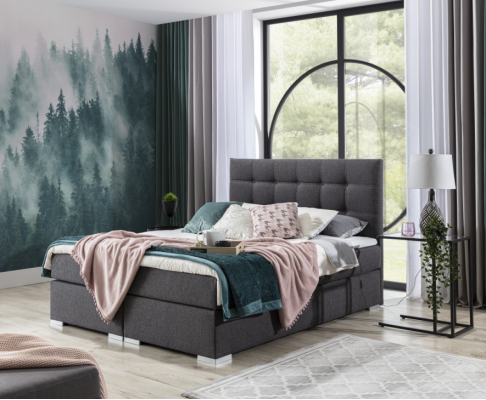 Komplett Set Matratze & Topper Boxspring Bett Polster Betten Textil Stoff