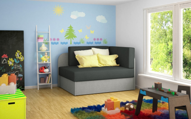 Kindersofa Couch Ecksofa Polstersofa Schlafsofa Schlaffunktion Bettkasten Zimmer