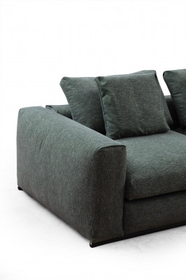 Wohnlandschaft Ecksofa L-Form Holz mit Textil Moderne Couch Neu grün