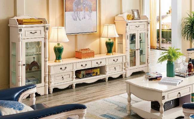 Vitrine Wohnzimmer Glas Klassisch 2tlg. Vitrinen Schrank Regal Regale Holz Set