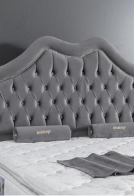 Bett Grau Doppelbett Boxspring Betten Stil Stoff Chesterfield 160x200