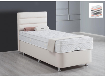 Bett Beige Einzelbett Metall Modern Schlafzimmer Betten Möbel 120x200
