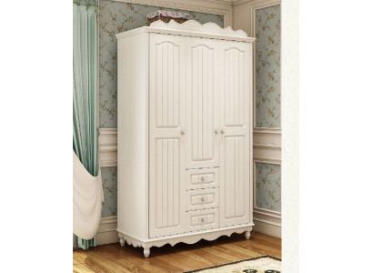 Landhaus Stil Möbel Klassischer Kleiderschrank Schrank Holz Schlafzimmer Weiß