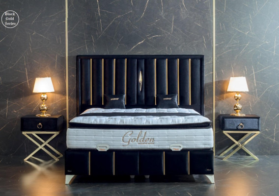Luxus Schlafzimmer Samt Metall Bett Doppelbett 2x Nachttisch Betten Möbel 3tlg.