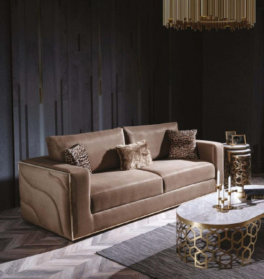 Samt Couchen Luxus Wohnzimmer Möbel Stoff Couchen Dreisitzer Braun