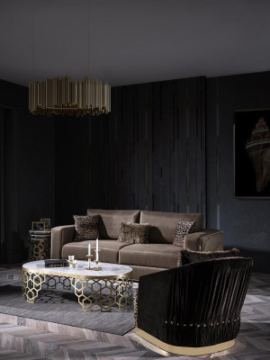 Samt Couchen Luxus Wohnzimmer Möbel Stoff Couchen Dreisitzer Braun