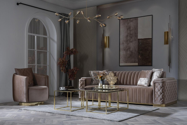 Luxus Couch 3+1 Möbel Sofa Couchen Sofagarnitur Chesterfield 2tlg.