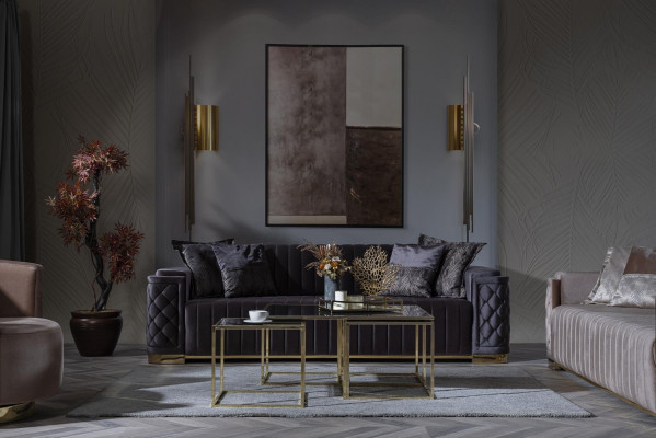 Luxus Couch 3+1 Möbel Sofa Couchen Sofagarnitur Chesterfield 2tlg.