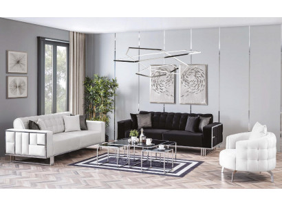 Luxus Wohnzimmer Möbel Couch Sitzgarnitur Sofa Samt Sofagarnitur 3tlg
