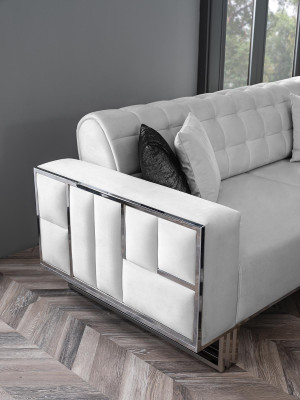Luxus Wohnzimmer Möbel Couch Sitzgarnitur Sofa Samt Sofagarnitur 3tlg